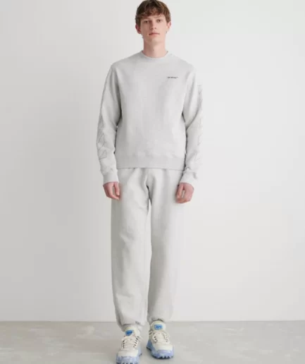 Off White Float Knit Crewneck Sweatshirt Grey1