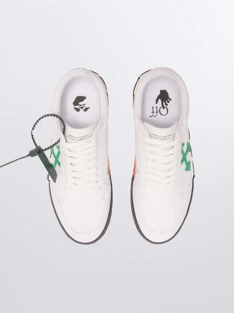 Off-white Low Vulcanized Canvas Shoes White With Green Arrow3