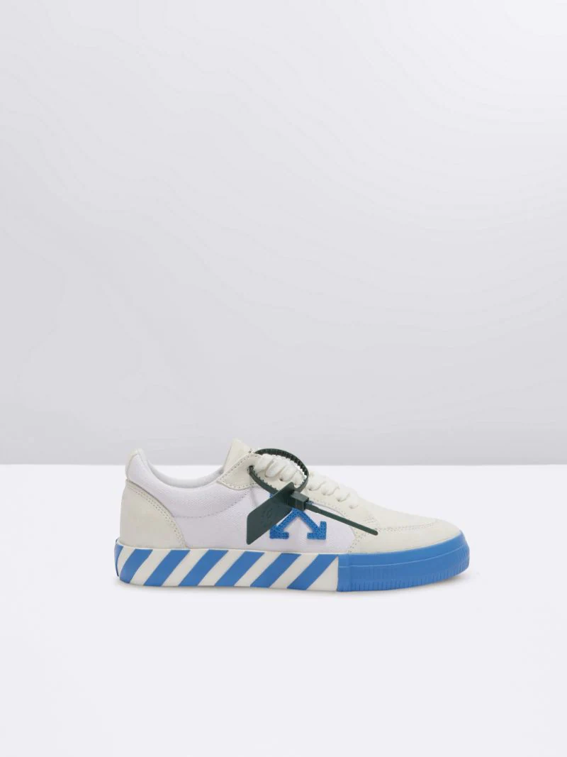 Off-white Low Vulcanized Suede Shoes White With Blue Arrow1